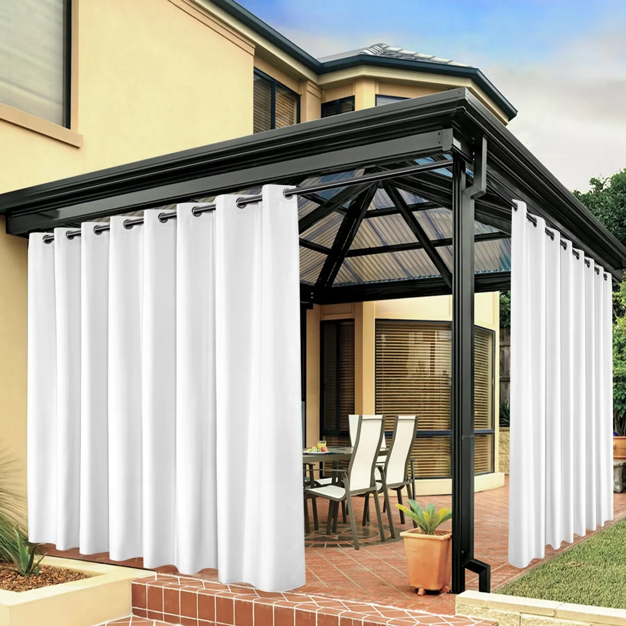 LUSHVIDA Waterproof Outdoor Curtains for Patio Grommet Privacy Curtains for Porch Gazebo Pergola, 1 Panel, 54 inch Width x 84 inch Length, Cream