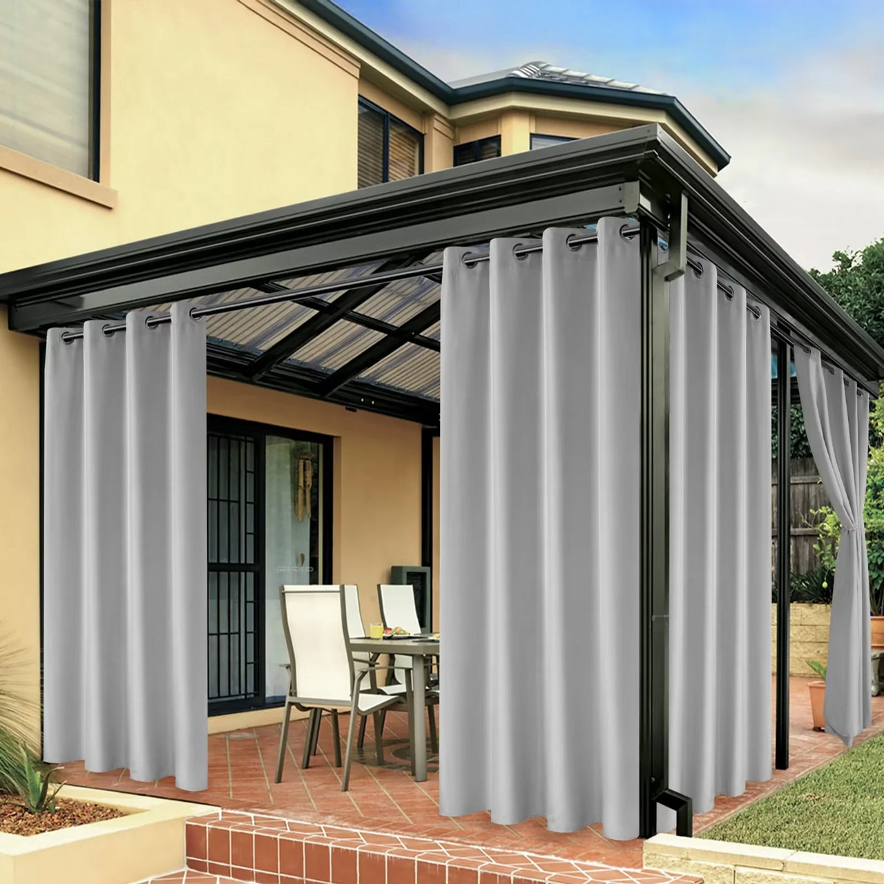 LUSHVIDA Waterproof Outdoor Curtains for Patio Grommet Privacy Curtains for Porch Gazebo Pergola, 1 Panel, 54 inch Width x 84 inch Length, Cream