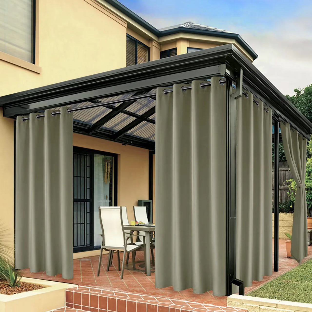 LUSHVIDA Waterproof Outdoor Curtains for Patio Grommet Privacy Curtains for Porch Gazebo Pergola, 1 Panel, 54 inch Width x 84 inch Length, Cream