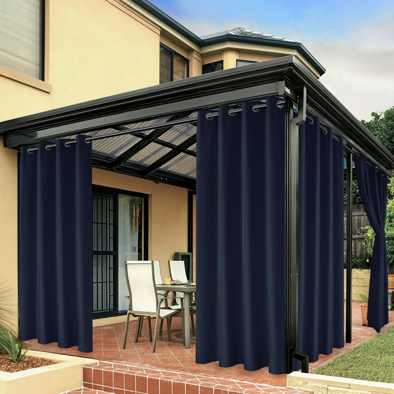 LUSHVIDA Waterproof Outdoor Curtains for Patio Grommet Privacy Curtains for Porch Gazebo Pergola, 1 Panel, 54 inch Width x 84 inch Length, Cream