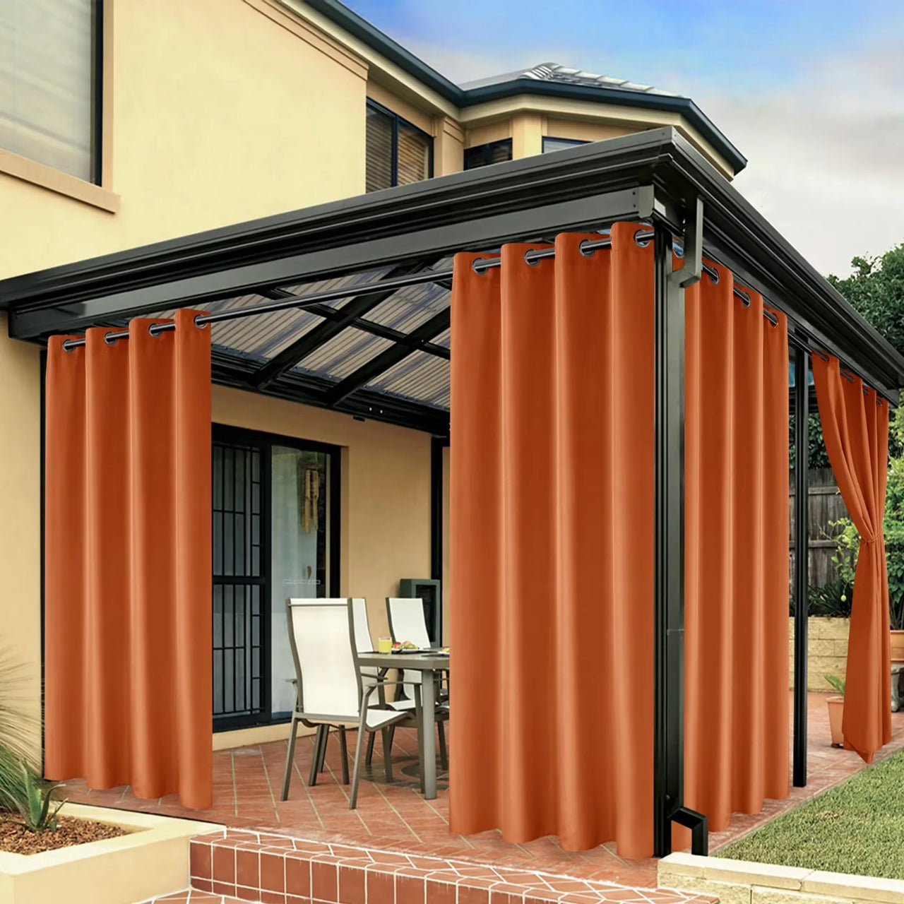 LUSHVIDA Waterproof Outdoor Curtains for Patio Grommet Privacy Curtains for Porch Gazebo Pergola, 1 Panel, 54 inch Width x 84 inch Length, Cream
