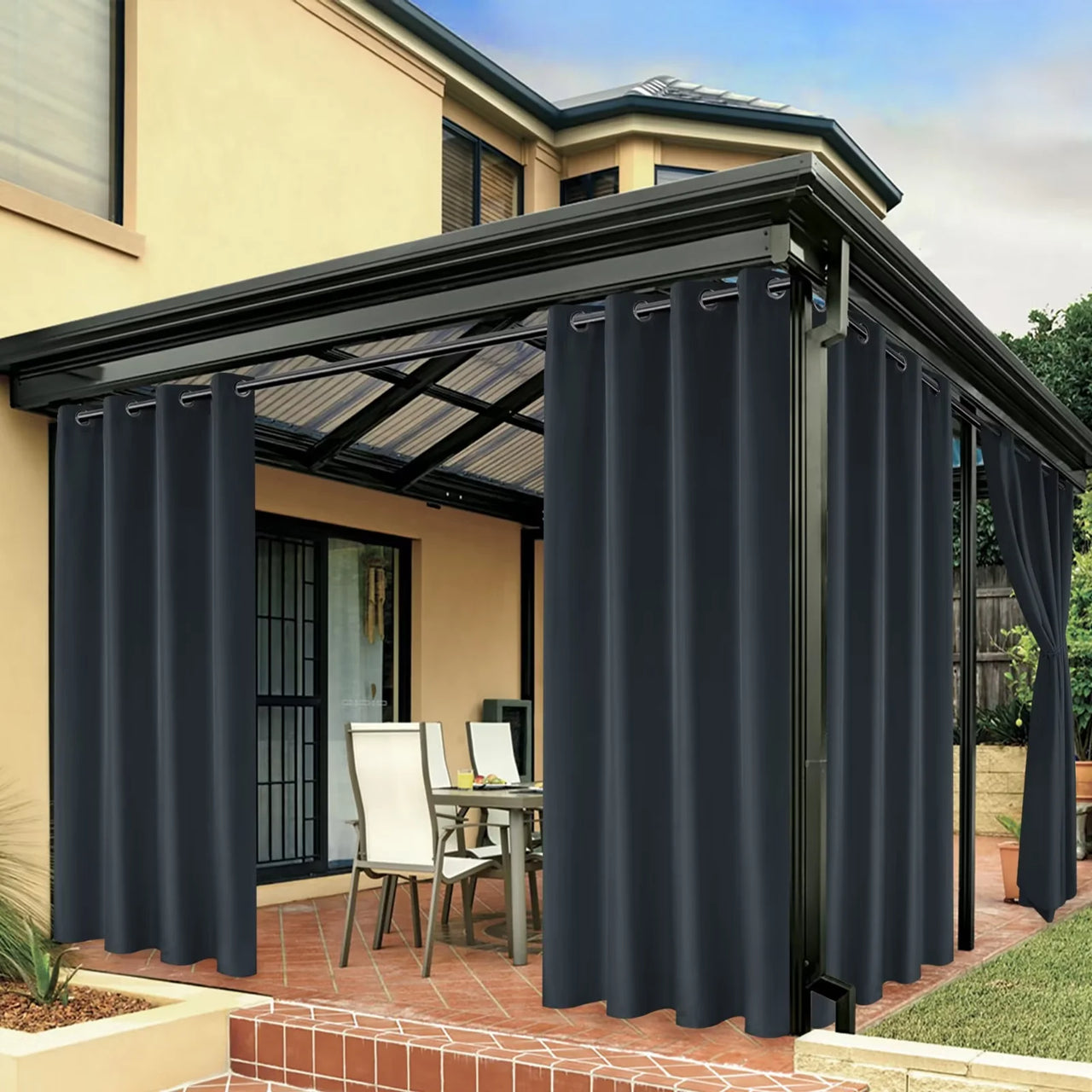 LUSHVIDA Waterproof Outdoor Curtains for Patio Grommet Privacy Curtains for Porch Gazebo Pergola, 1 Panel, 54 inch Width x 84 inch Length, Cream