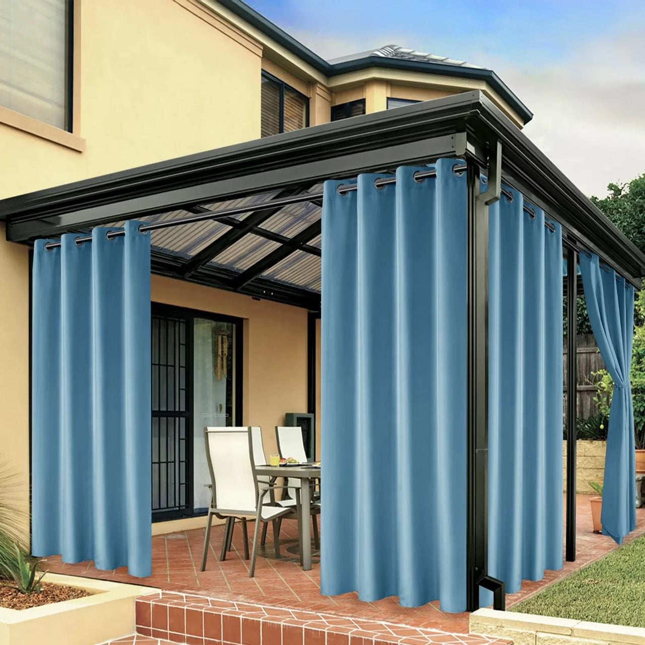 LUSHVIDA Waterproof Outdoor Curtains for Patio Grommet Privacy Curtains for Porch Gazebo Pergola, 1 Panel, 54 inch Width x 84 inch Length, Cream