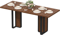 HAUXITIO 63 Inch Dining Table for 6 People, All-Weather Rectangular Table with Solid Wood Legs for Indoor & Outdoor Use,Natural