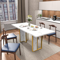 HAUXITIO 63 Inch Dining Table for 6 People, All-Weather Rectangular Table with Solid Wood Legs for Indoor & Outdoor Use,Natural