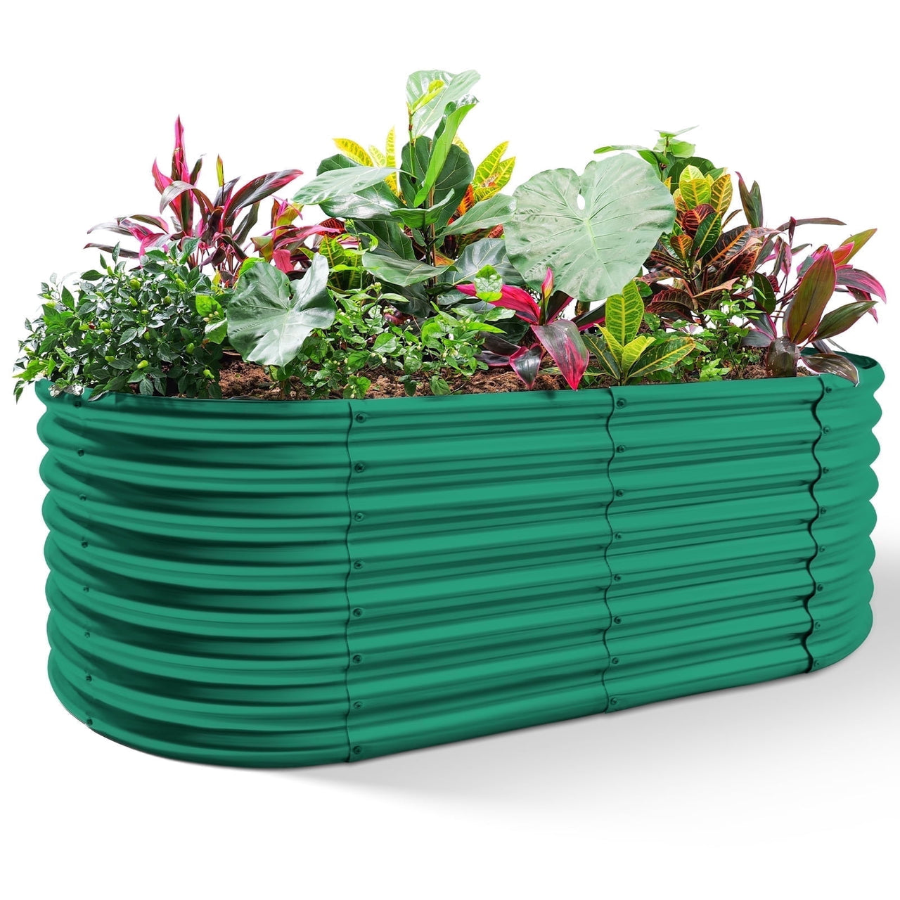 Land Guard 8x4x2ft Raised Rectangle Garden Beds Outdoor,Galvanized Metal Planter Box for Vegetables,Starlight Silver
