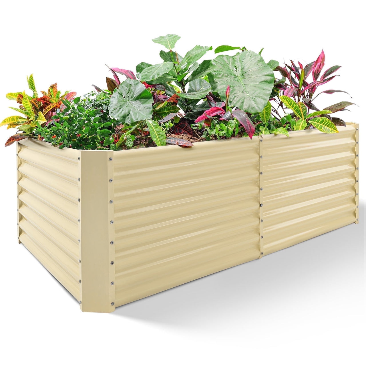 Land Guard 8x4x2ft Raised Rectangle Garden Beds Outdoor,Galvanized Metal Planter Box for Vegetables,Starlight Silver