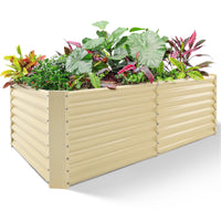 Land Guard 8x4x2ft Raised Rectangle Garden Beds Outdoor,Galvanized Metal Planter Box for Vegetables,Starlight Silver