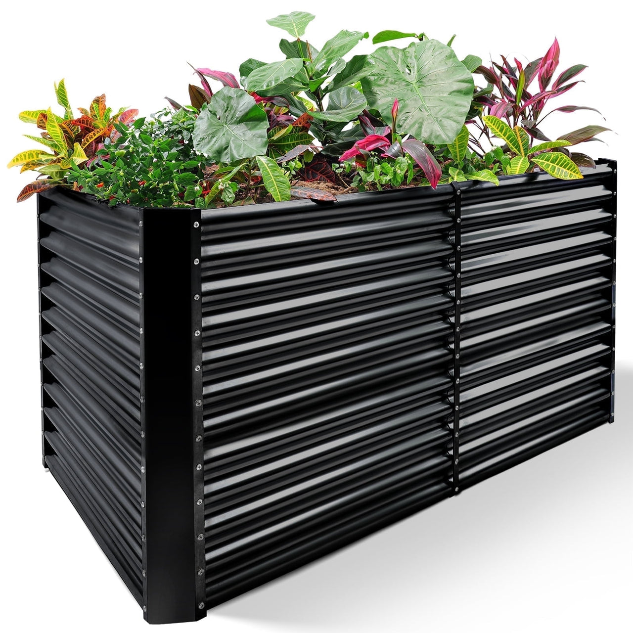 Land Guard 8x4x2ft Raised Rectangle Garden Beds Outdoor,Galvanized Metal Planter Box for Vegetables,Starlight Silver