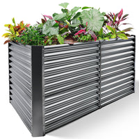 Land Guard 8x4x2ft Raised Rectangle Garden Beds Outdoor,Galvanized Metal Planter Box for Vegetables,Starlight Silver
