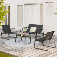 Lofka Patio Furniture Set, 4-Piece Outdoor Sectional Furniture Set with Coffee Table for Conversation & Dining, Gray Rattan