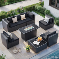 MRUAKA 5 Pieces Patio Conversation Set, Outdoor Sectional PE Rattan Wicker Furniture Seat,Khaki
