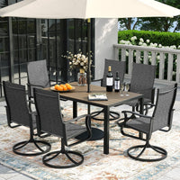 MRUAKA Patio Swivel Chairs Set of 2, Outdoor Dining Chairs Mid Back All Weather Breathable Textilene Outdoor Swivel Chairs with Metal Rocking Frame for Lawn Garden Backyard Deck, Khaki
