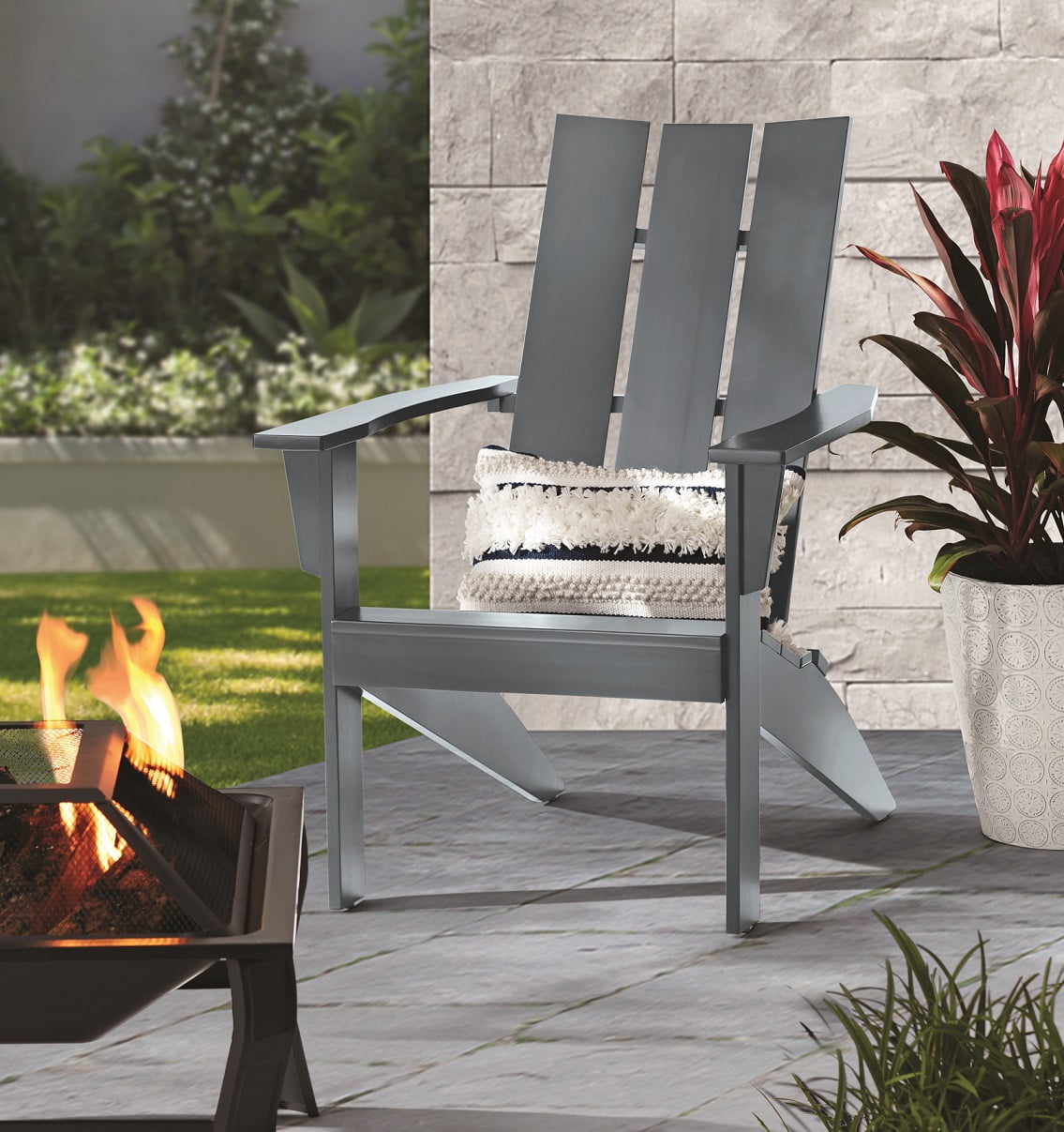 Mainstays Wood Modern Adirondack Chair, Black Color