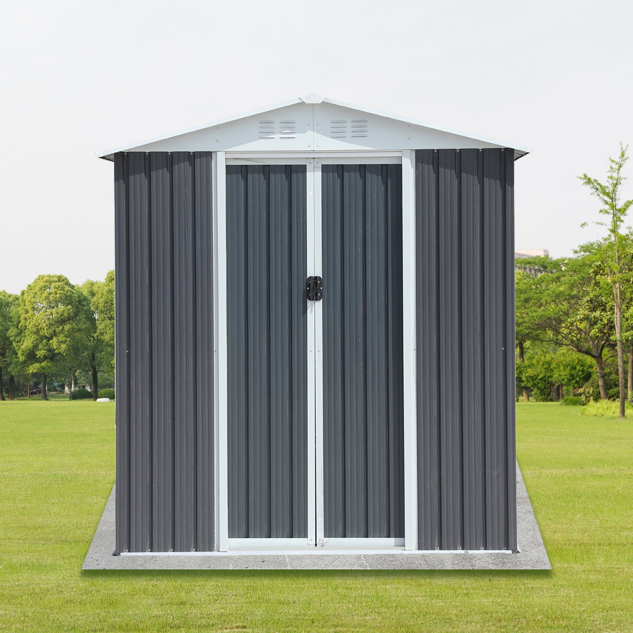 Metal Outdoor Storage Shed, 6FTx4FT Garden Shed with Aluminum Alloy Frame, Waterproof Tool Shed With Sliding Door For Backyard Patio Lawn