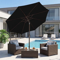 NAPWANT 9ft Patio Umbrella, 8 Sturdy Ribs Outdoor Table Umbrella with Push-Button Tilt & Crank for Garden, Deck, and Pool White