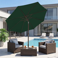 NAPWANT 9ft Patio Umbrella, 8 Sturdy Ribs Outdoor Table Umbrella with Push-Button Tilt & Crank for Garden, Deck, and Pool White