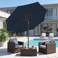 NAPWANT 9ft Patio Umbrella, 8 Sturdy Ribs Outdoor Table Umbrella with Push-Button Tilt & Crank for Garden, Deck, and Pool White