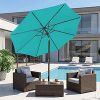 NAPWANT 9ft Patio Umbrella, 8 Sturdy Ribs Outdoor Table Umbrella with Push-Button Tilt & Crank for Garden, Deck, and Pool White