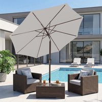 NAPWANT 9ft Patio Umbrella, 8 Sturdy Ribs Outdoor Table Umbrella with Push-Button Tilt & Crank for Garden, Deck, and Pool White