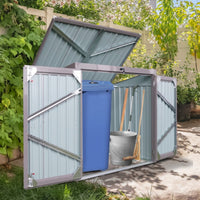 Outdoor Storage Shed for 2 Trash Cans And Tools, Metal Garden Shed Storage House With Sloping Roof, Lockable Door, Metal Shed Storage For Garden Tools