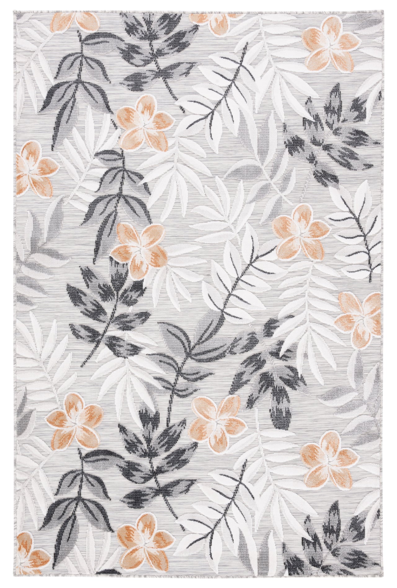 SAFAVIEH Cabana Blazhe Botanical Indoor/Outdoor Area Rug, Grey/Ivory, 5'1" x 7'6"