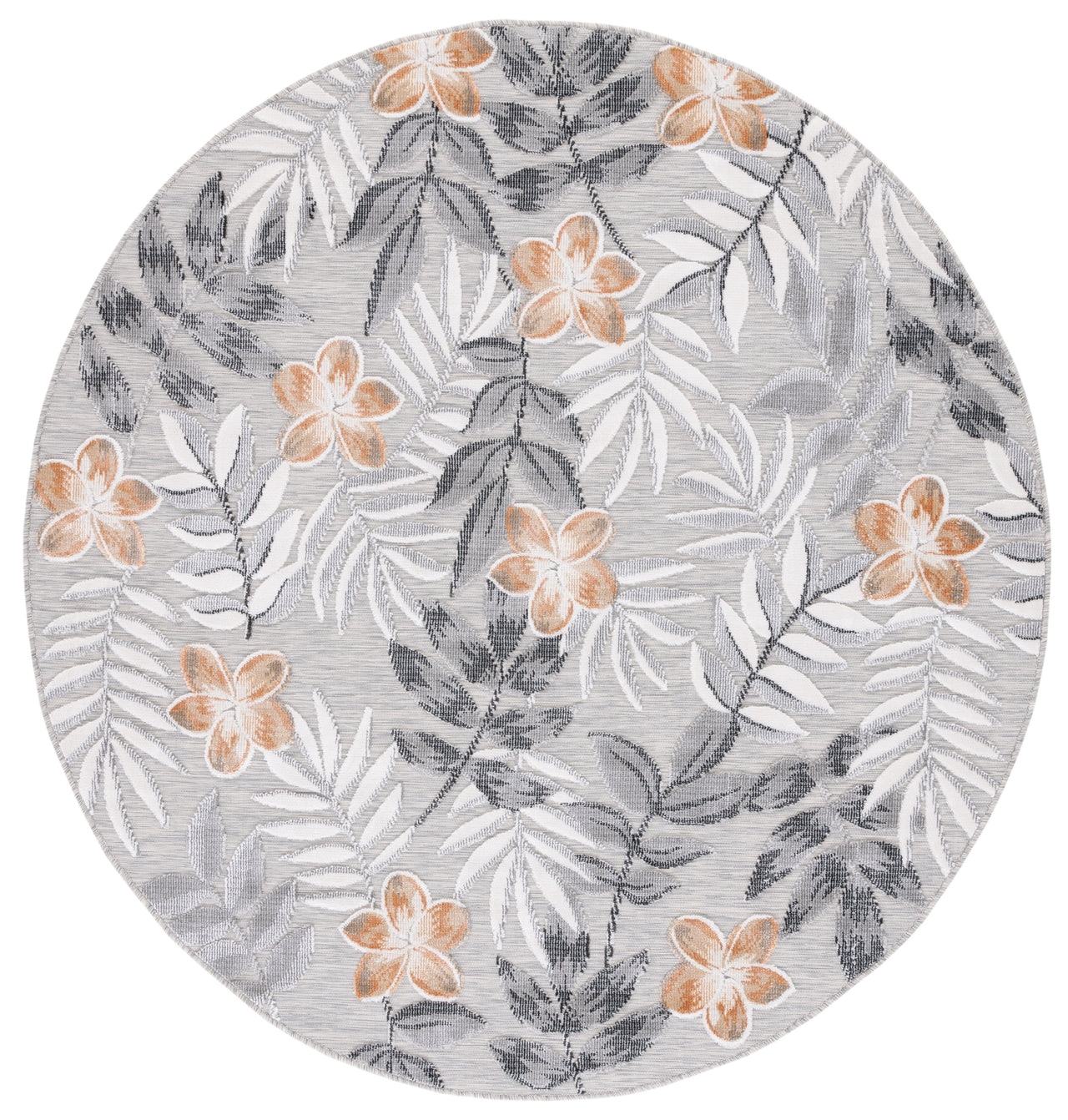 SAFAVIEH Cabana Blazhe Botanical Indoor/Outdoor Area Rug, Grey/Ivory, 5'1" x 7'6"