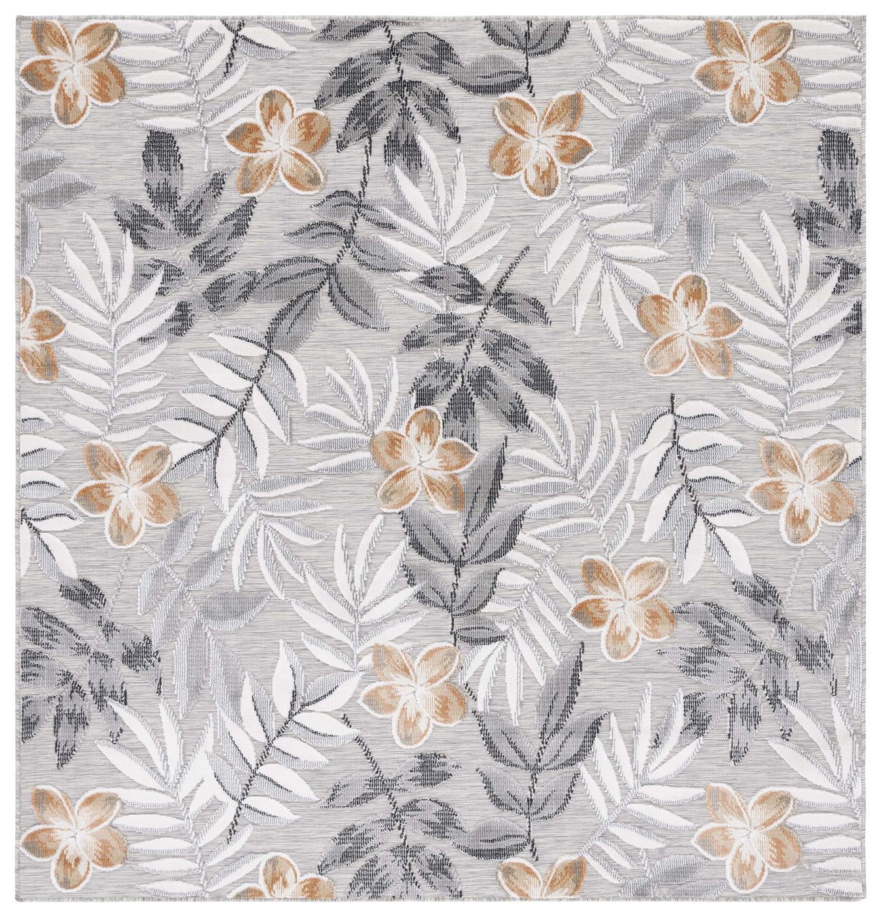 SAFAVIEH Cabana Blazhe Botanical Indoor/Outdoor Area Rug, Grey/Ivory, 5'1" x 7'6"