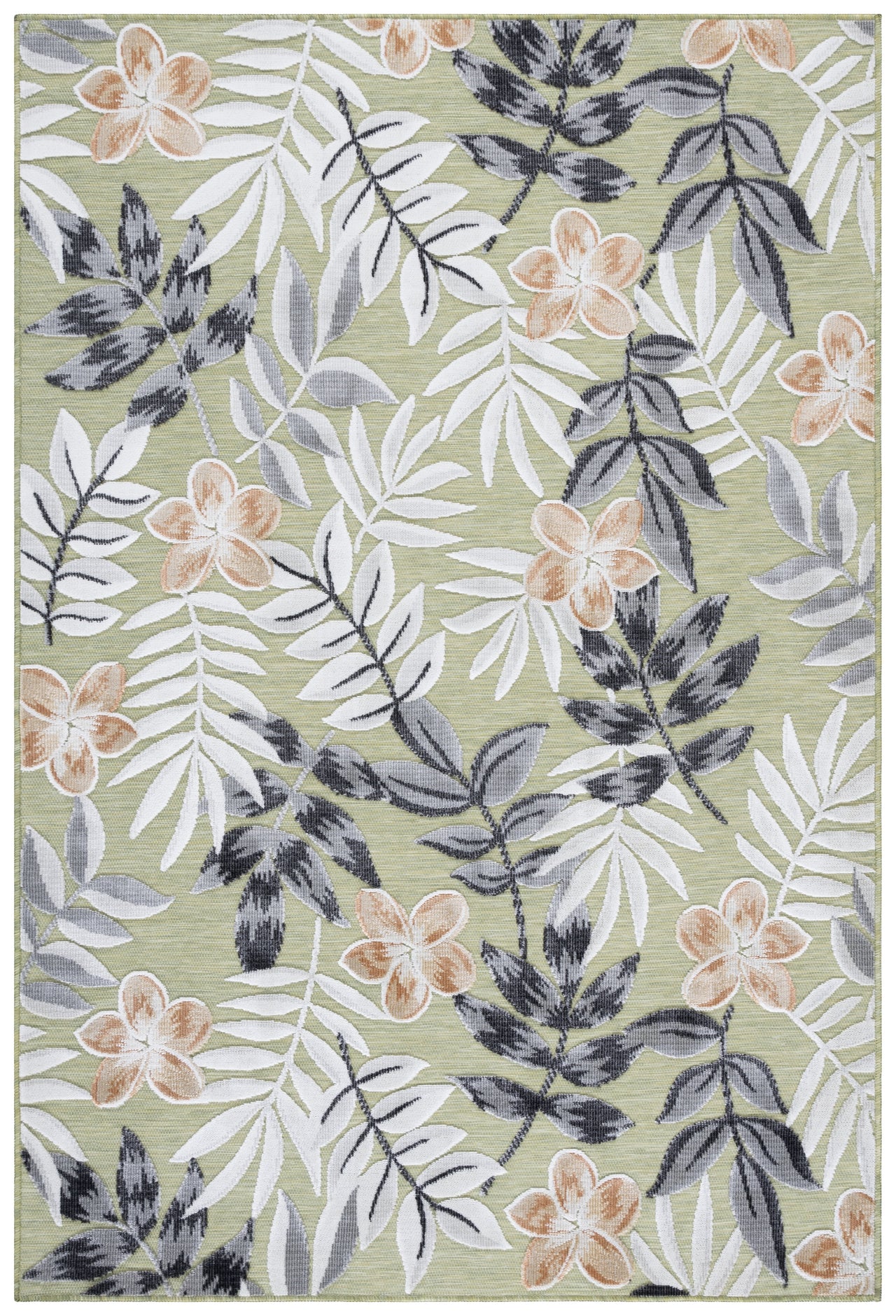 SAFAVIEH Cabana Blazhe Botanical Indoor/Outdoor Area Rug, Grey/Ivory, 5'1" x 7'6"