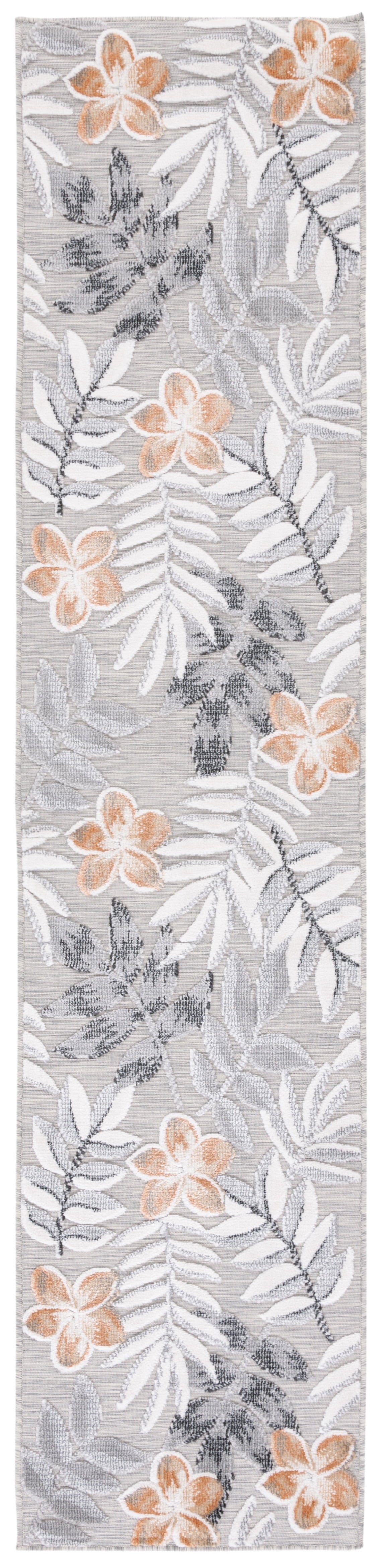 SAFAVIEH Cabana Blazhe Botanical Indoor/Outdoor Area Rug, Grey/Ivory, 5'1" x 7'6"