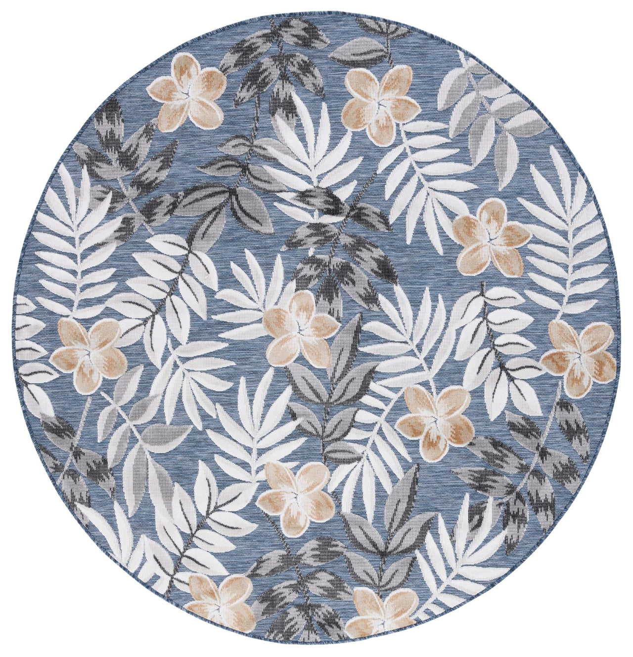 SAFAVIEH Cabana Blazhe Botanical Indoor/Outdoor Area Rug, Grey/Ivory, 5'1" x 7'6"