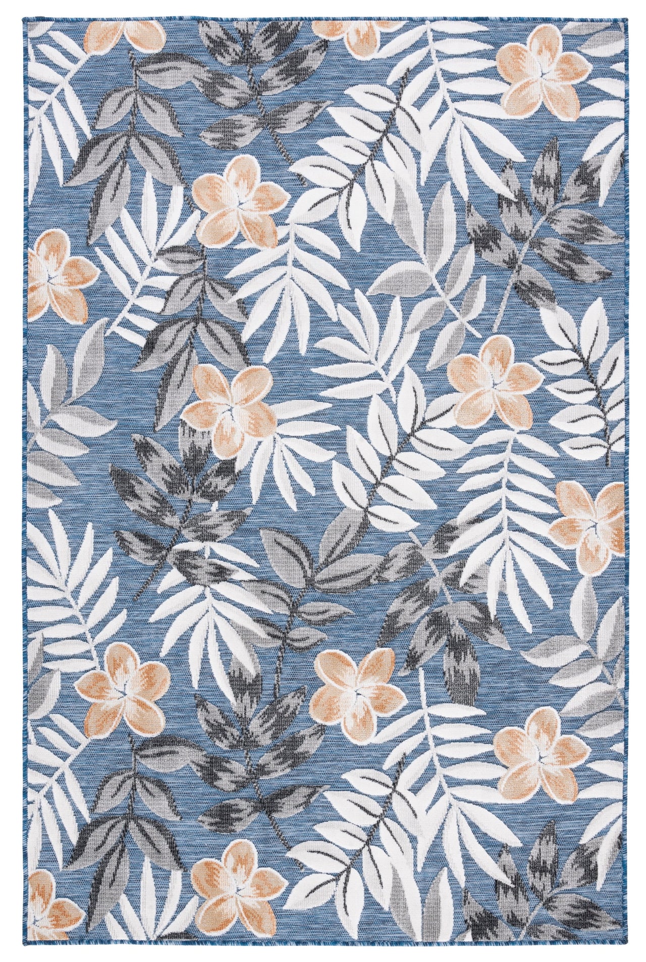 SAFAVIEH Cabana Blazhe Botanical Indoor/Outdoor Area Rug, Grey/Ivory, 5'1" x 7'6"