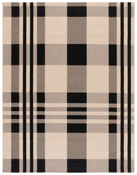 SAFAVIEH Courtyard Benjamin Plaid Indoor/Outdoor Area Rug, Black/Bone, 8' x 11'