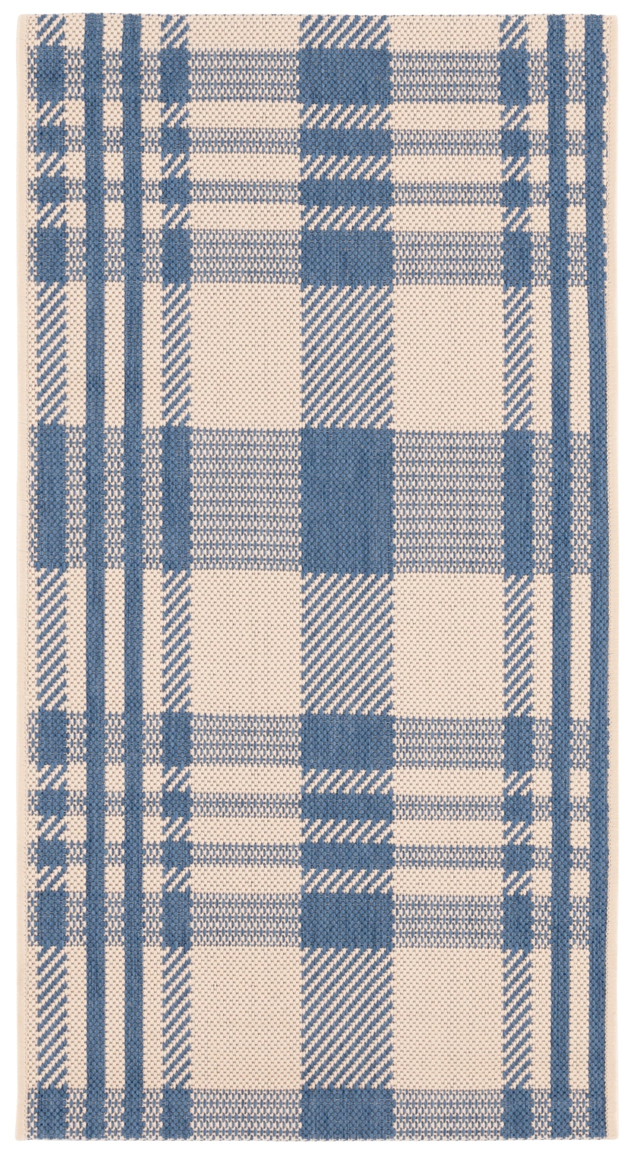 SAFAVIEH Courtyard Benjamin Plaid Indoor/Outdoor Area Rug, Black/Bone, 8' x 11'