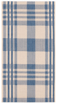 SAFAVIEH Courtyard Benjamin Plaid Indoor/Outdoor Area Rug, Black/Bone, 8' x 11'