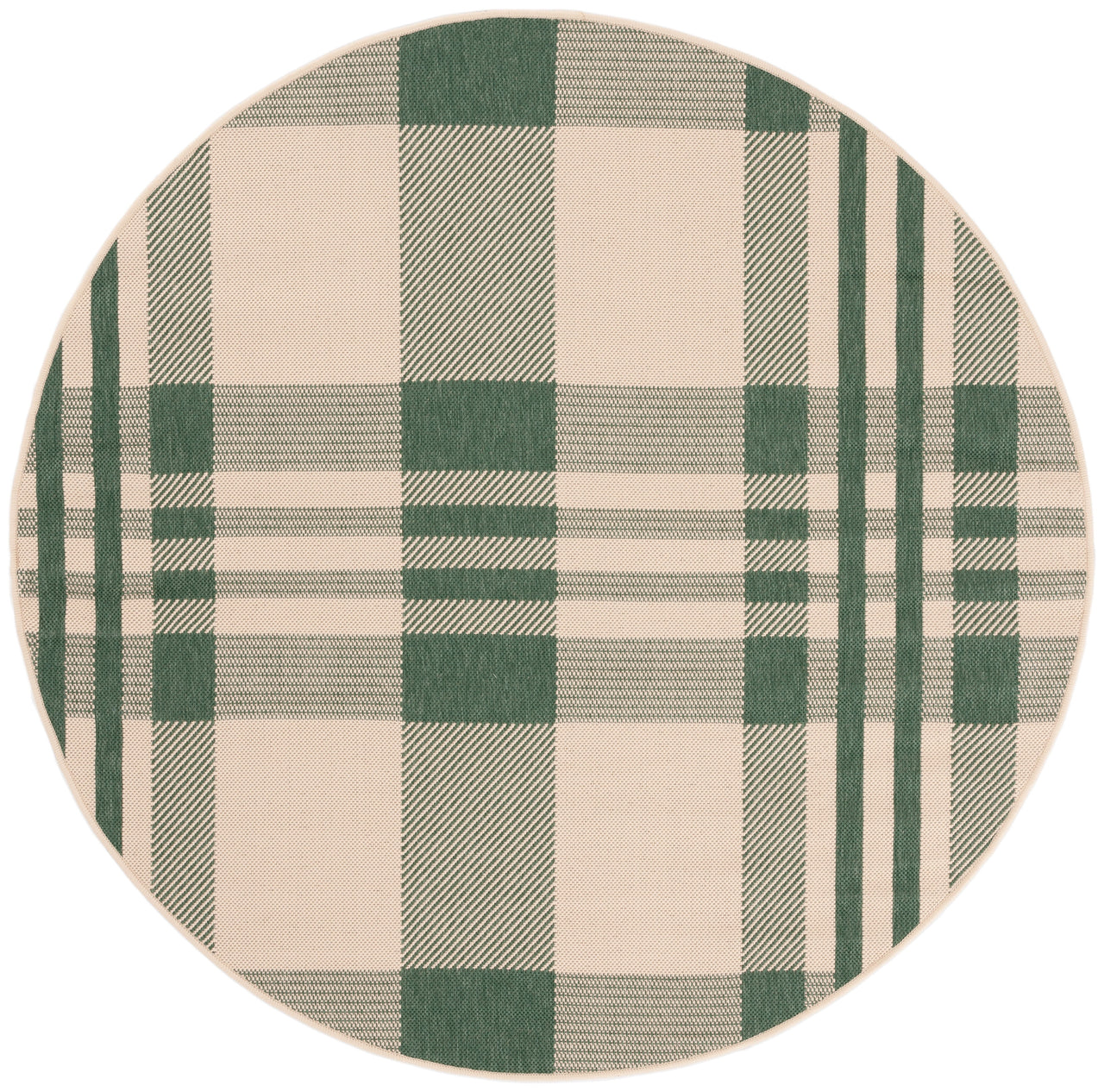 SAFAVIEH Courtyard Benjamin Plaid Indoor/Outdoor Area Rug, Black/Bone, 8' x 11'