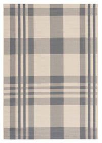 SAFAVIEH Courtyard Benjamin Plaid Indoor/Outdoor Area Rug, Black/Bone, 8' x 11'