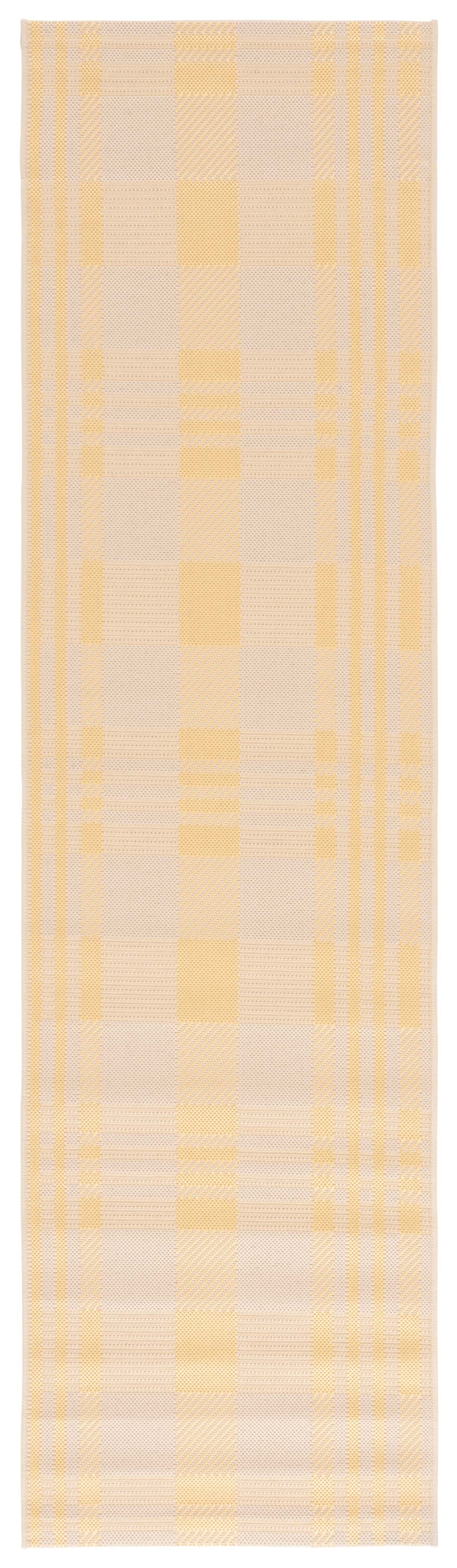 SAFAVIEH Courtyard Benjamin Plaid Indoor/Outdoor Area Rug, Black/Bone, 8' x 11'