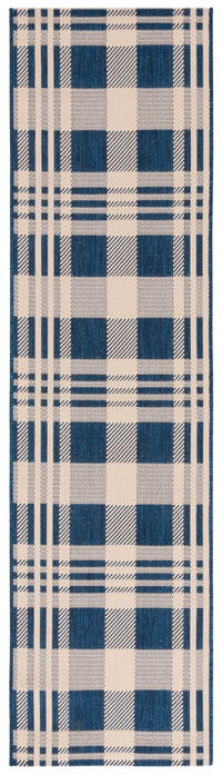 SAFAVIEH Courtyard Benjamin Plaid Indoor/Outdoor Area Rug, Black/Bone, 8' x 11'