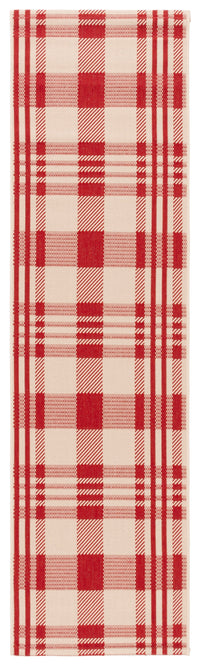 SAFAVIEH Courtyard Benjamin Plaid Indoor/Outdoor Area Rug, Black/Bone, 8' x 11'