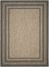 SAFAVIEH Courtyard Ercan Bordered Indoor/Outdoor Area Rug, Natural/Black, 8' x 10'