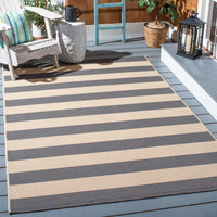 Safavieh Courtyard Ermintrude Striped Indoor/Outdoor Area Rug, Beige/Sage Green, 5'3