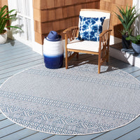 SAFAVIEH Courtyard Evander Geometric Indoor/Outdoor Area Rug, Gray/Blue, 5'3