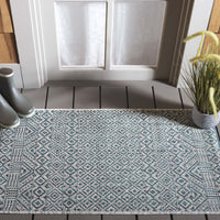 SAFAVIEH Courtyard Evander Geometric Indoor/Outdoor Area Rug, Gray/Blue, 5'3