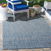 SAFAVIEH Courtyard Evander Geometric Indoor/Outdoor Area Rug, Gray/Blue, 5'3