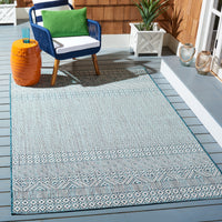 SAFAVIEH Courtyard Evander Geometric Indoor/Outdoor Area Rug, Gray/Blue, 5'3