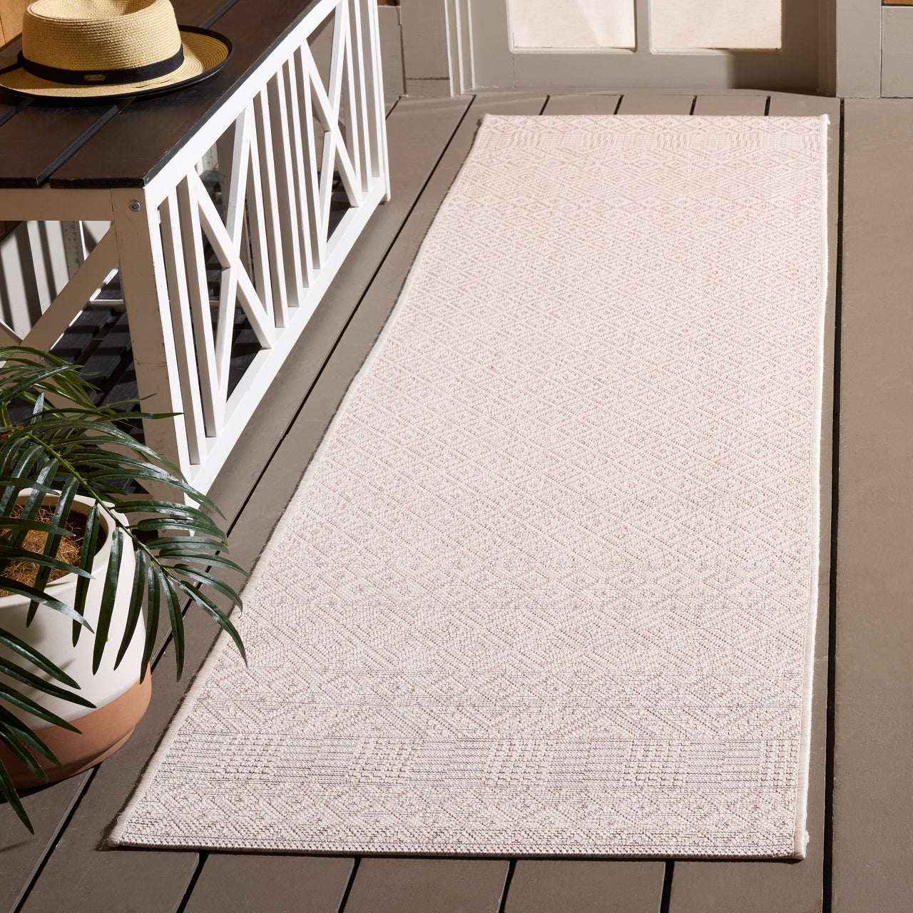 SAFAVIEH Courtyard Evander Geometric Indoor/Outdoor Area Rug, Gray/Blue, 5'3" x 7'7"
