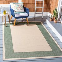 Safavieh Courtyard Justine Bordered Indoor/Outdoor Area Rug, Beige/Navy, 5'3