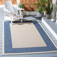Safavieh Courtyard Justine Bordered Indoor/Outdoor Area Rug, Beige/Navy, 5'3