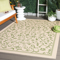 Safavieh Courtyard Nanda Botanical Indoor/Outdoor Area Rug, Natural/Olive, 5'3